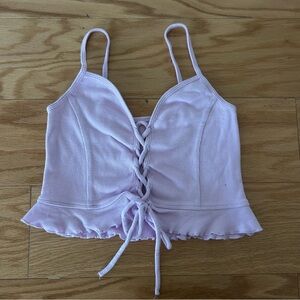 Lace-Up Lilac Top